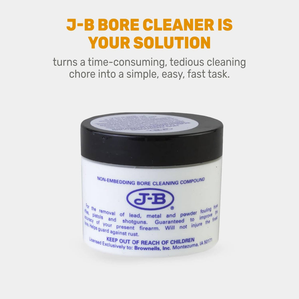 Non-embedding bore cleaning compound jar with black lid and blue J-B logo