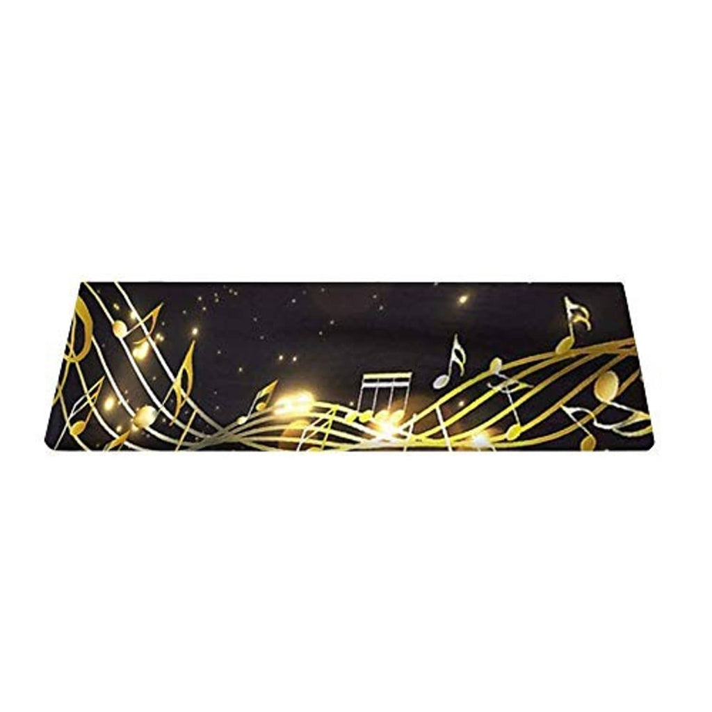 Flat stretchable piano keyboard dust cover, dark with gold music note print