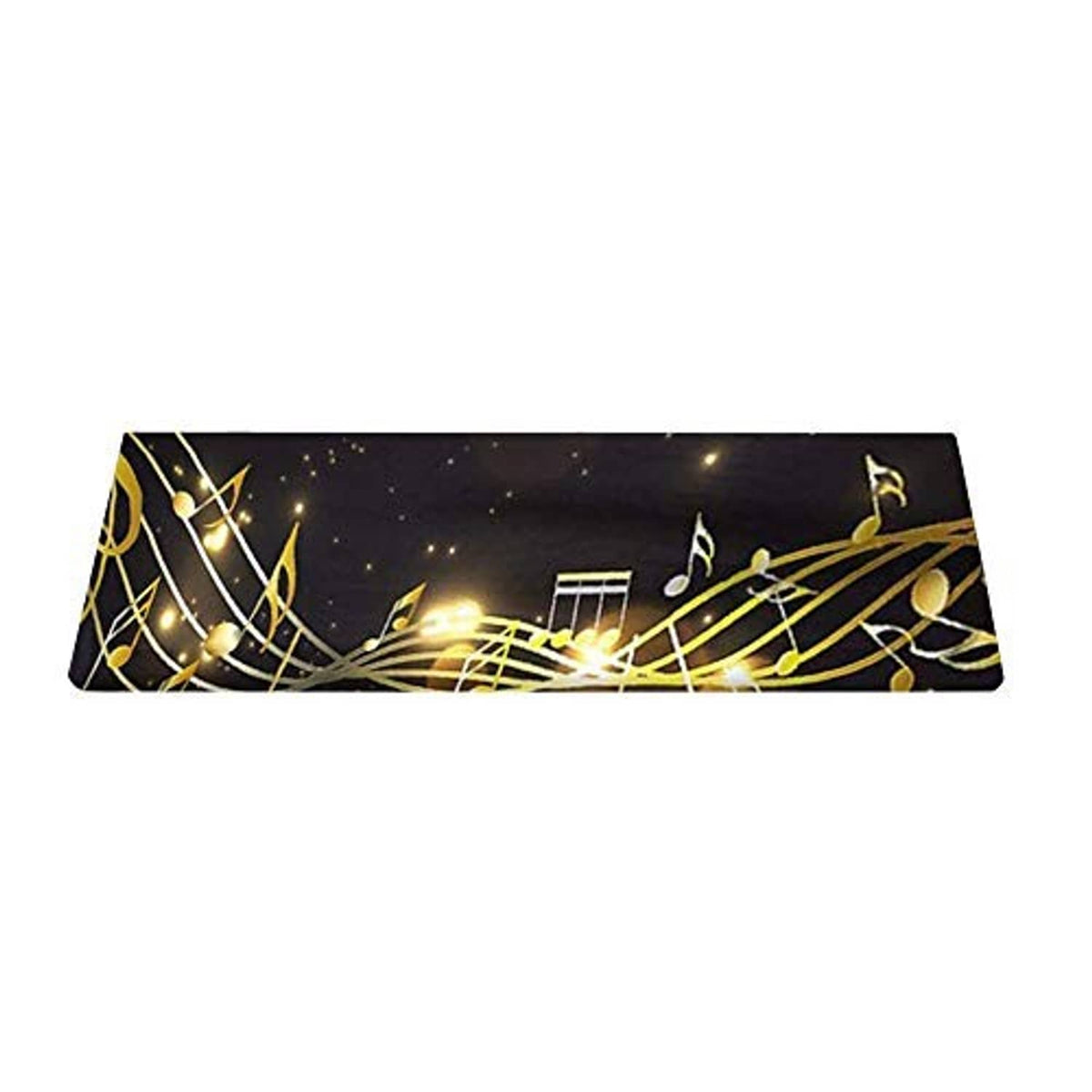 Flat stretchable piano keyboard dust cover, dark with gold music note print