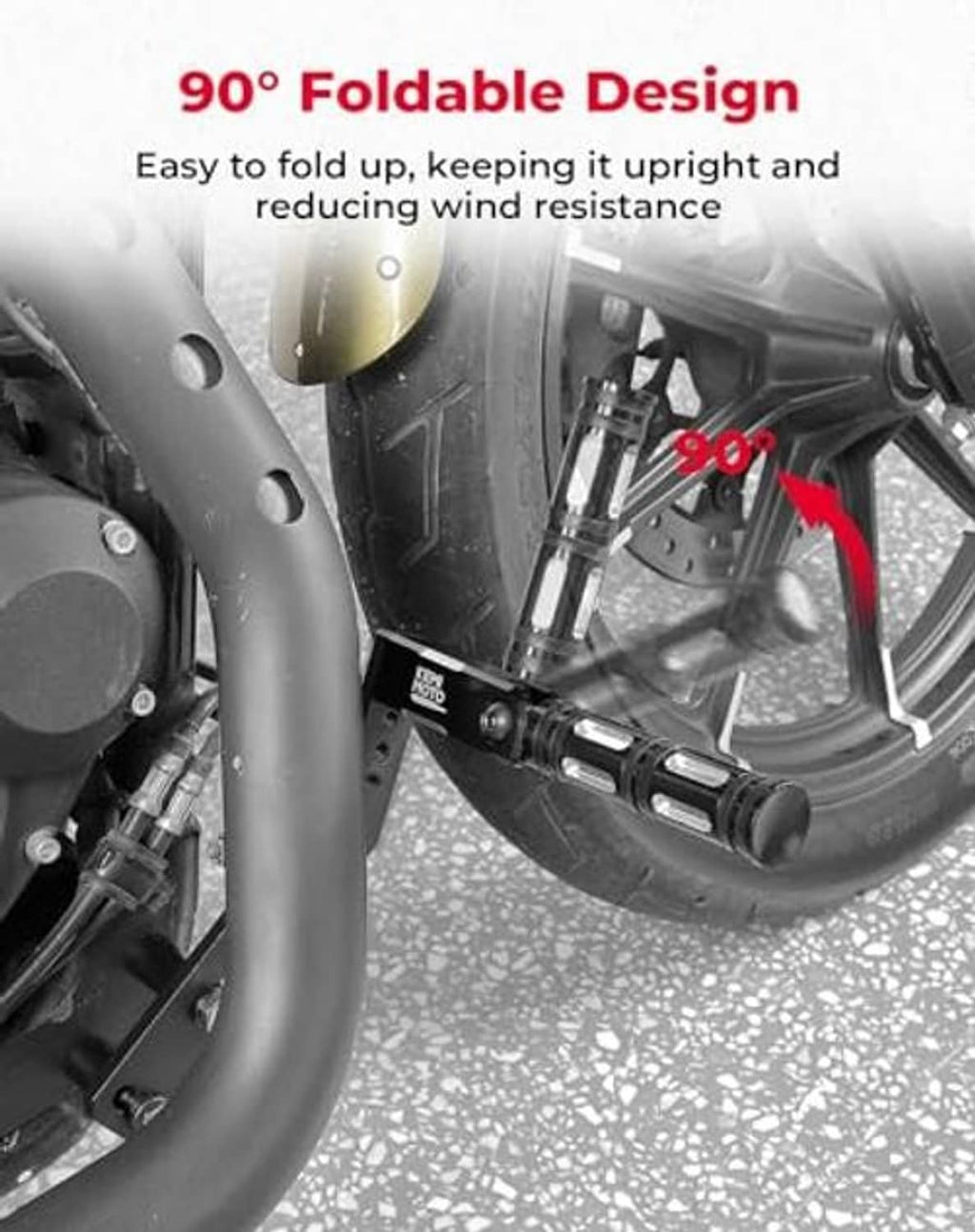 Foldable motorcycle foot peg design with pivoting mounting hardware