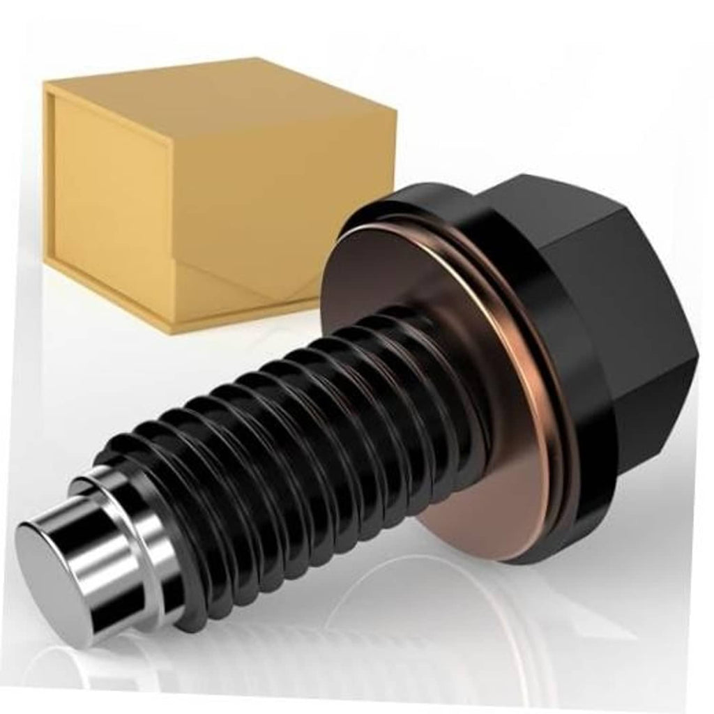 Magnetic oil drain plug with copper crush washer, threaded M12x1.75