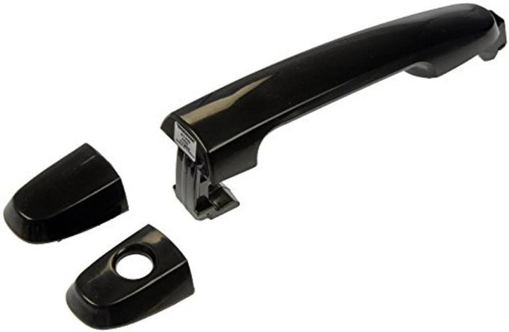 Smooth black exterior door handle with two front trim pieces