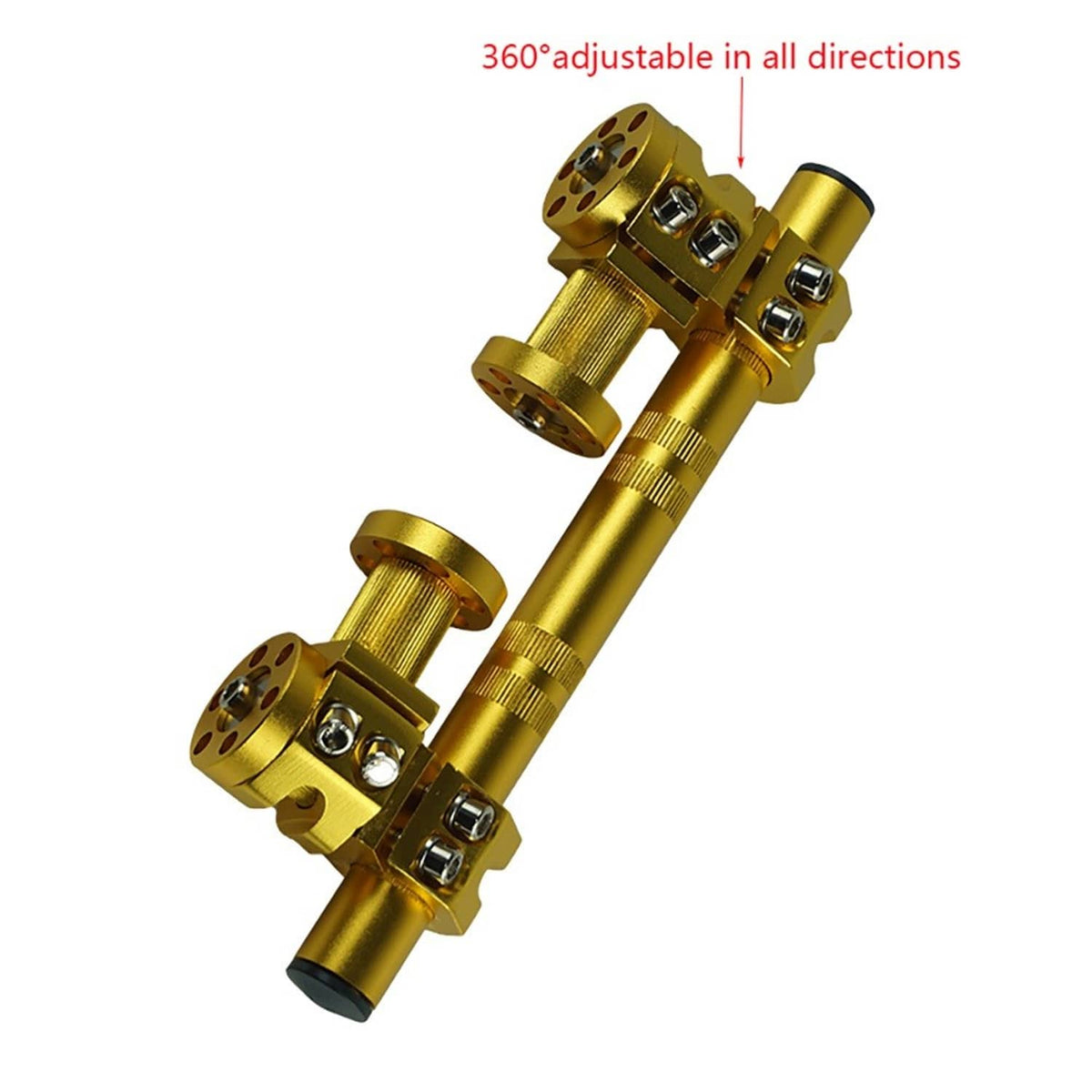 Gold adjustable motorcycle handlebar with clamp points and steering post