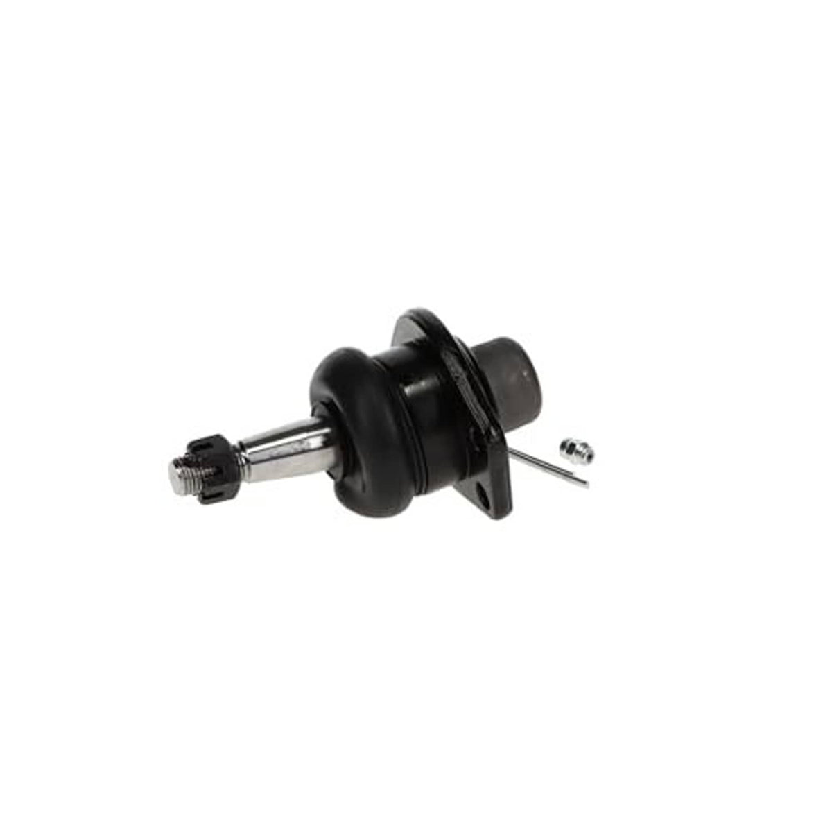 Front upper suspension ball joint, black boot with silver pin and threaded nut