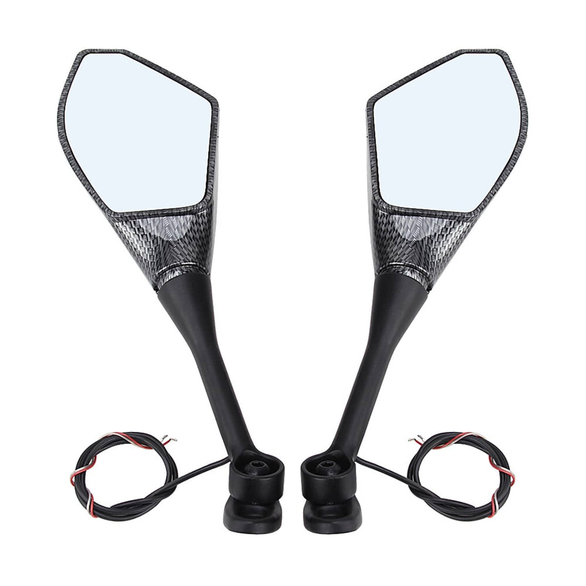 LED turn signal integrated rearview mirrors with clear lens panels and attached wiring