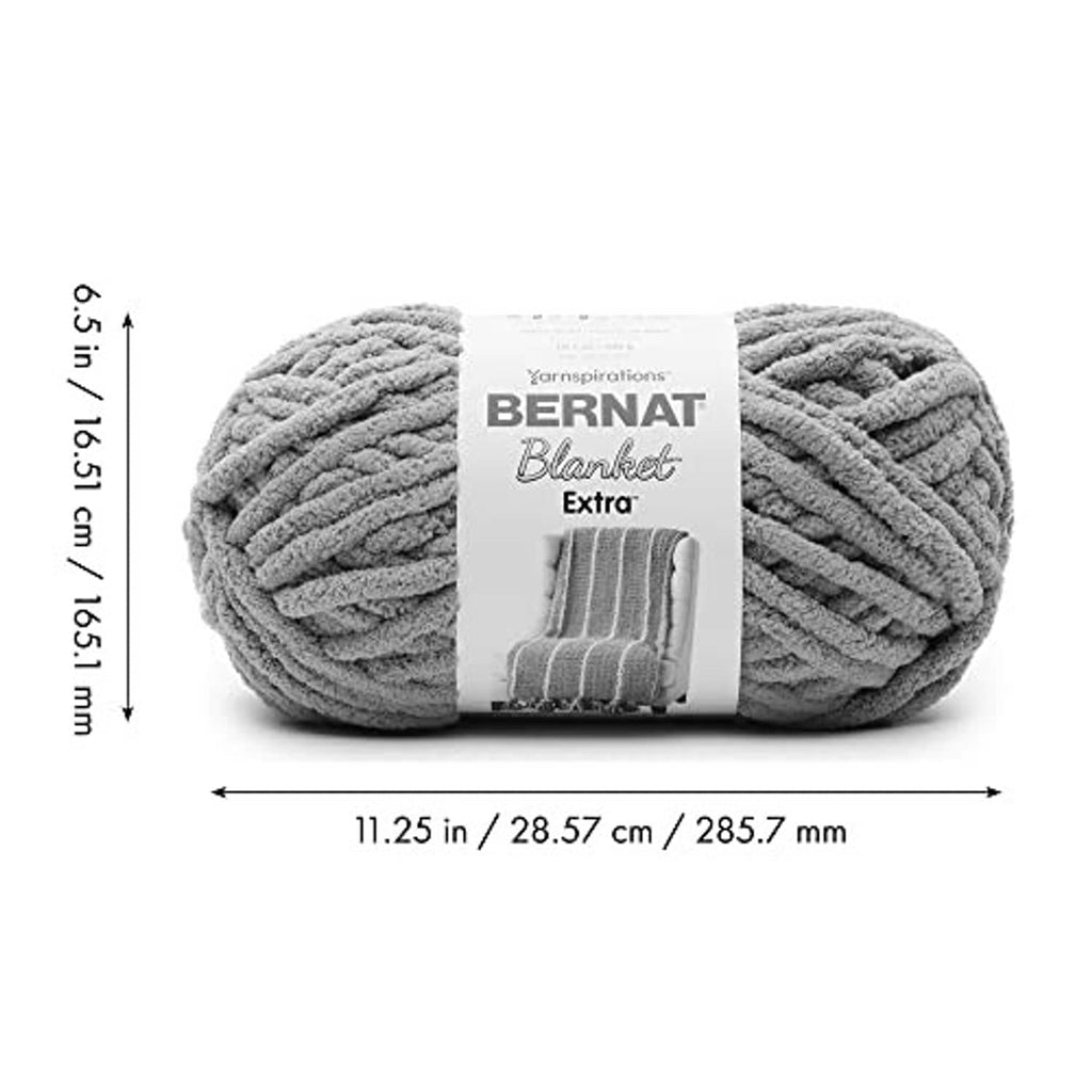 Bulky chenille yarn skeins, gray, wrapped for Bernat Blanket Extra