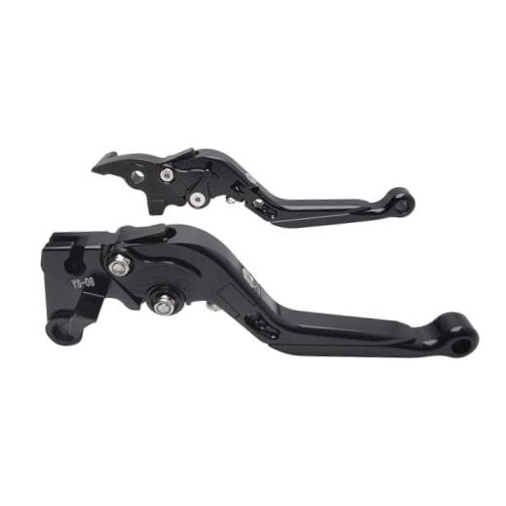 Black folding brake and clutch lever set, adjustable pair with pivot hardware