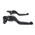 Black folding brake and clutch lever set, adjustable pair with pivot hardware