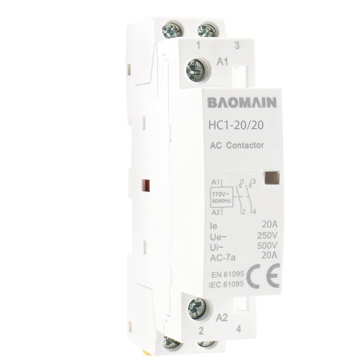BAOMAIN HC1-20/20 AC contactor, white 2-pole with A1/A2 terminals