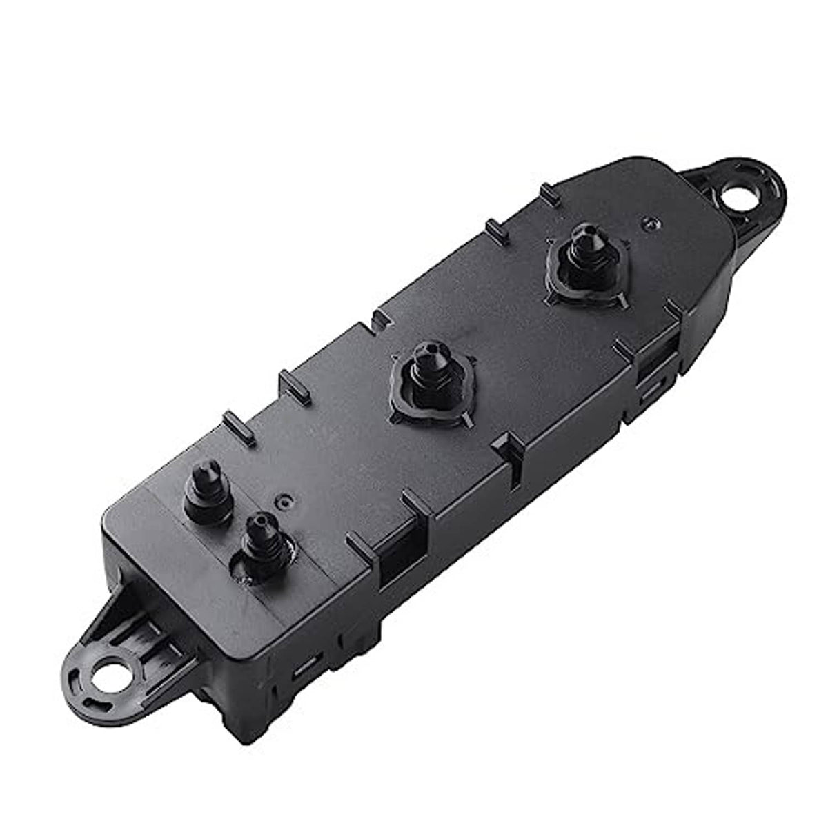 Power seat control switch module angled view with two knobs and connector ends