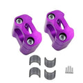 Purple CNC aluminum motorcycle handlebar clamp with mounting bolts and center cutout