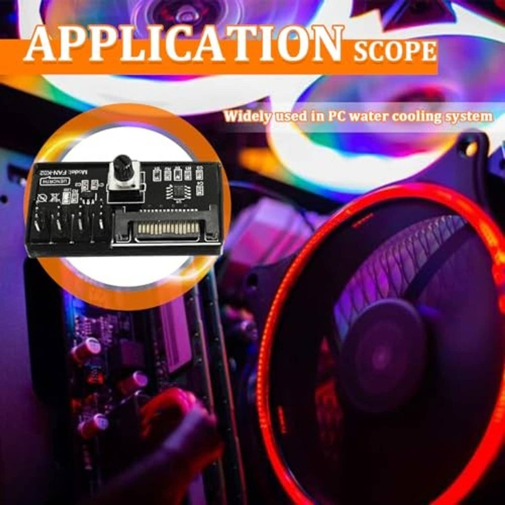 PWM fan speed controller board with speed knob and SATA/4-pin fan interface