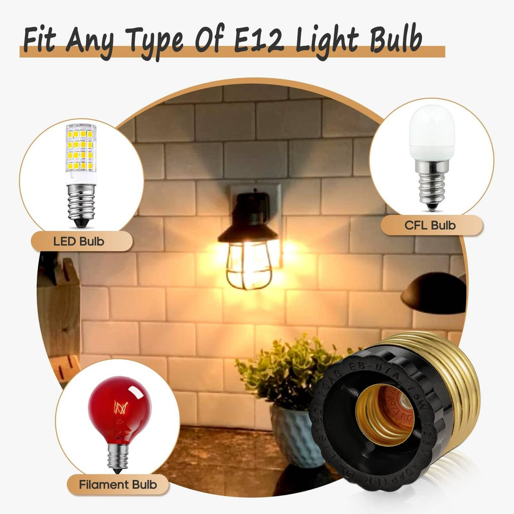 E26 to E12 socket adapter, black Bakelite grip ring and gold threaded base