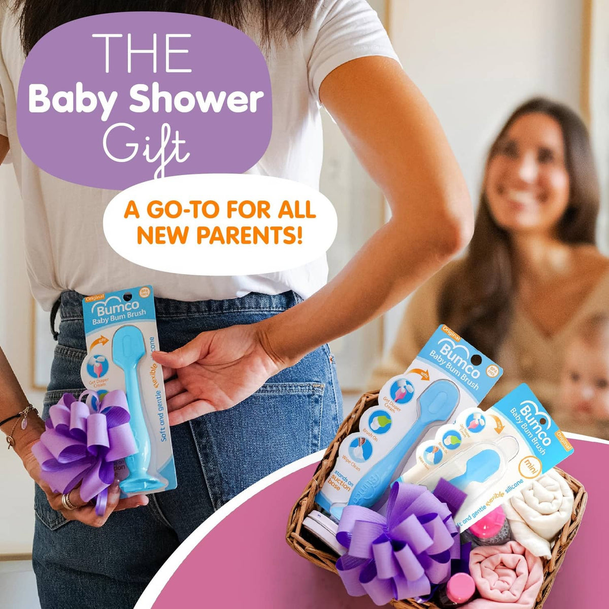 Bumco baby bum brush gift set with blue brush in blister pack.