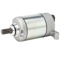 Starter motor assembly with metal housing and pinion gear, compact cylindrical design