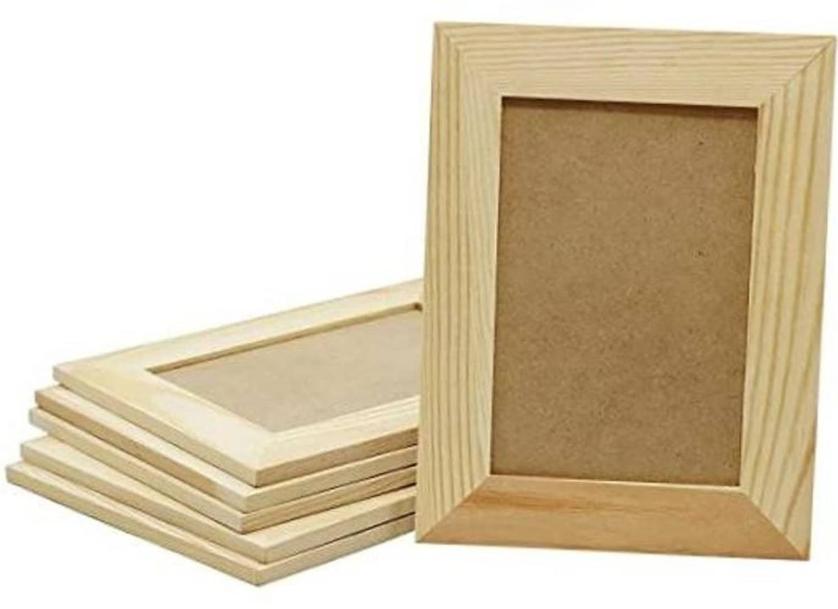 Unfinished pine wood picture frame set with stacked frames and kraft backing