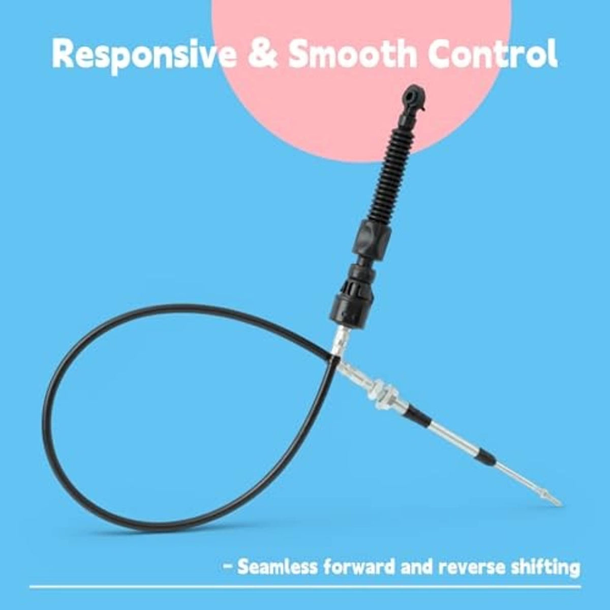 Transmission shift cable with black coil section and metal wire end