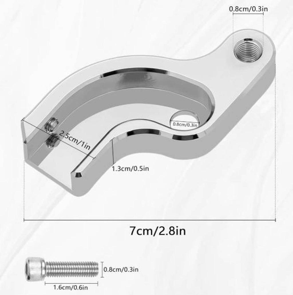 Chrome neutral gear shift assist bracket with threaded mounting hole, side profile