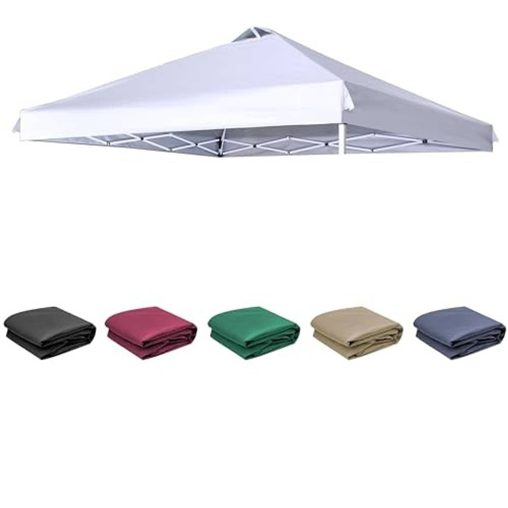 10x10 white replacement canopy top with folded fabric covers in 5 colors