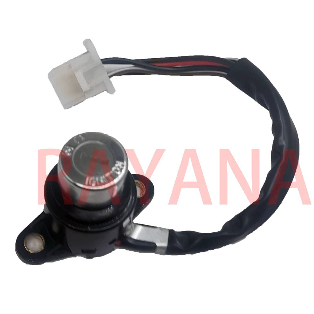Ignition switch lock with wiring harness and metal cylinder, close-up