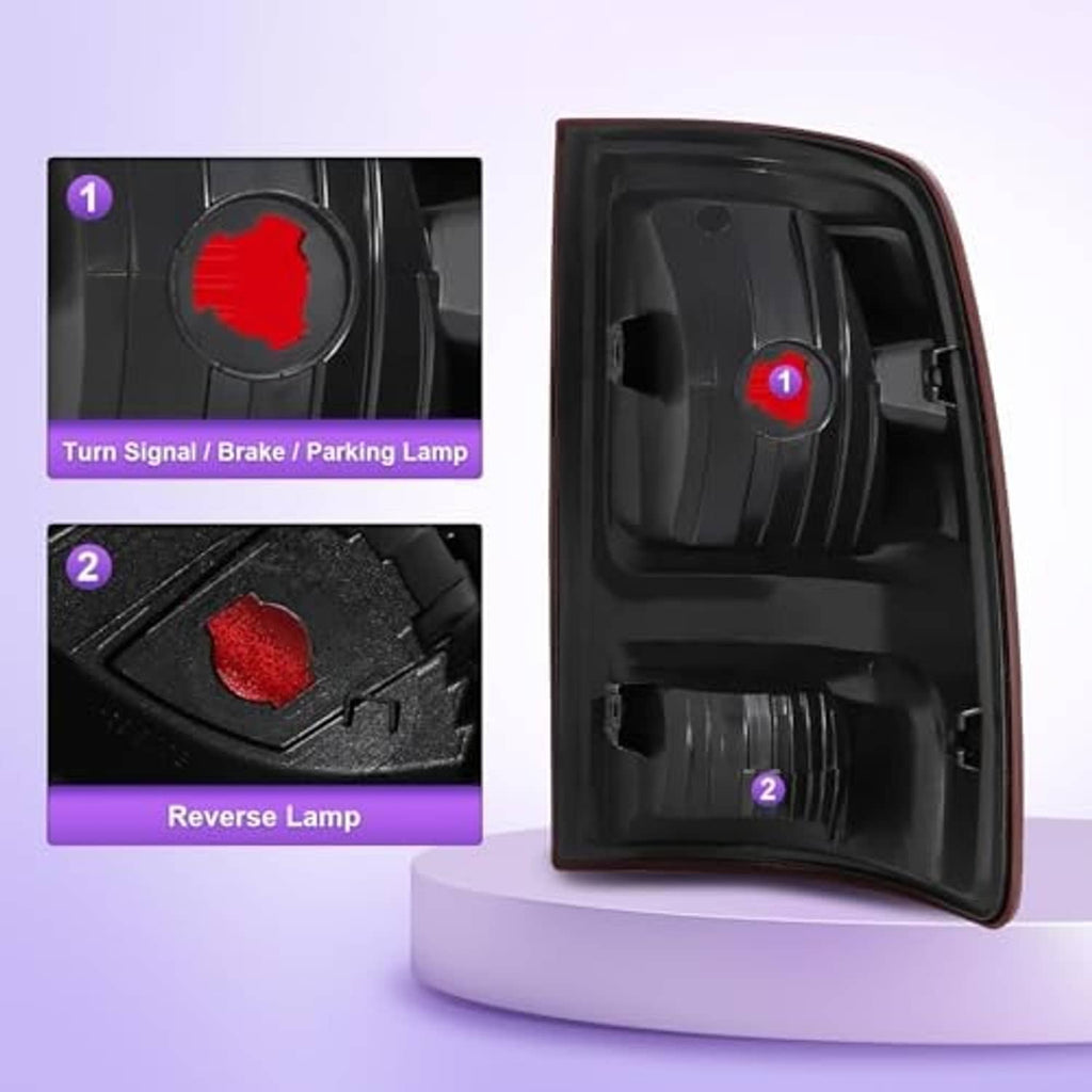 Left rear taillight housing showing lamp zones for turn/brake and reverse