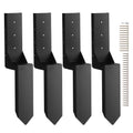 Black steel fence post anchor stakes, U-bracket repair kit, 4-pack