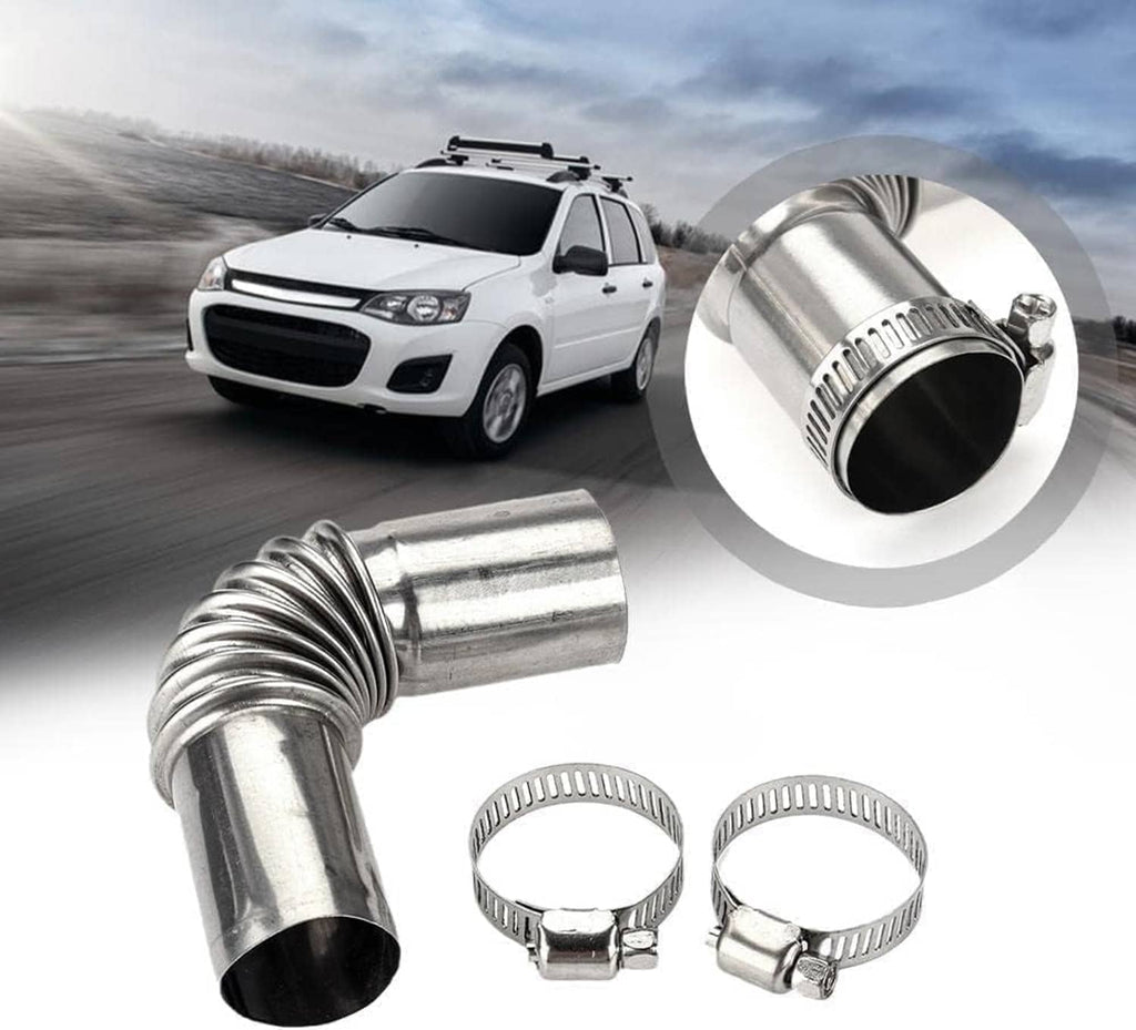 Stainless steel exhaust pipe elbow connector set with corrugated flex and clamps