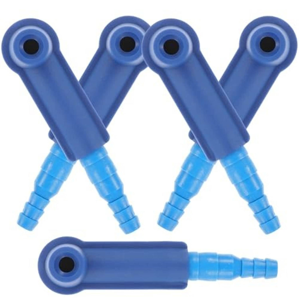 Blue brake tubing connectors set, including angled tee pieces and a straight connector