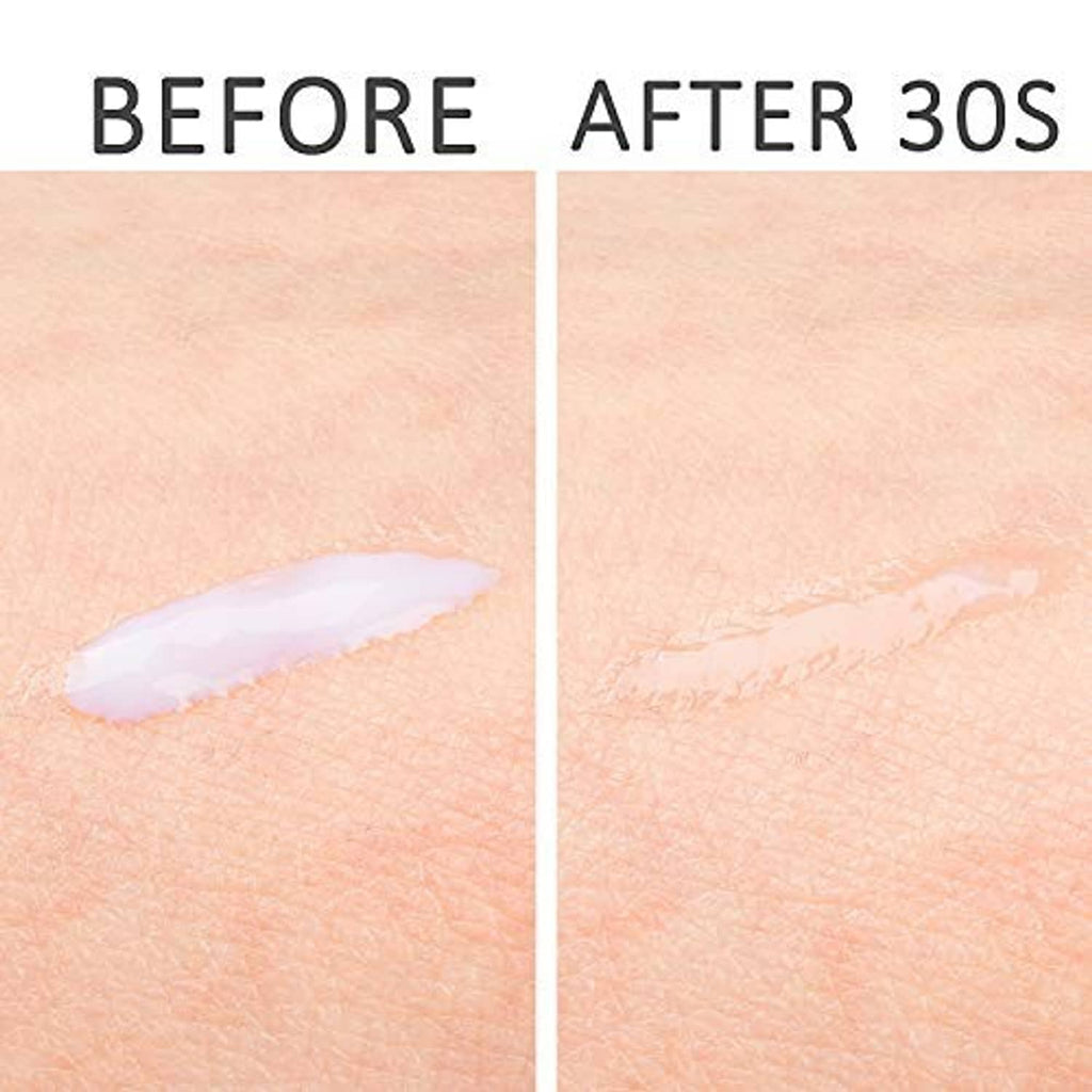 False eyelash glue shown on skin, before and after 30 seconds smoothed finish.