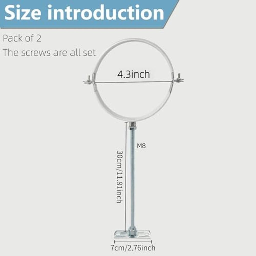 Adjustable pipe hanger ring with 4.3-inch diameter and M8 threaded support rod