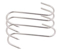 Stainless steel S-hook meat processing hooks, set of several with pointed ends