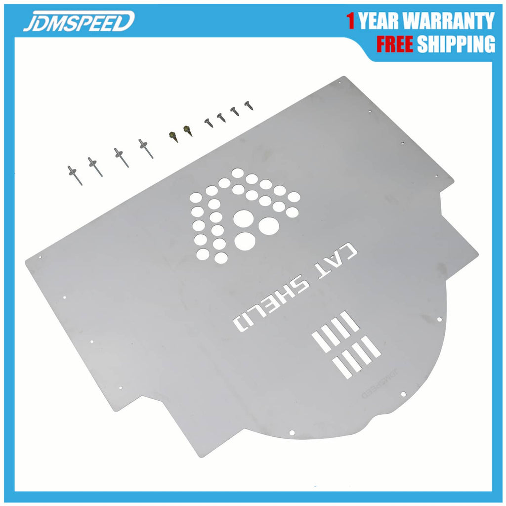 Catalytic converter cat shield plate with perforated heart pattern and mounting holes