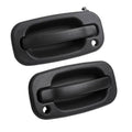 Black exterior door handle pair, front left and right, with mounting hole