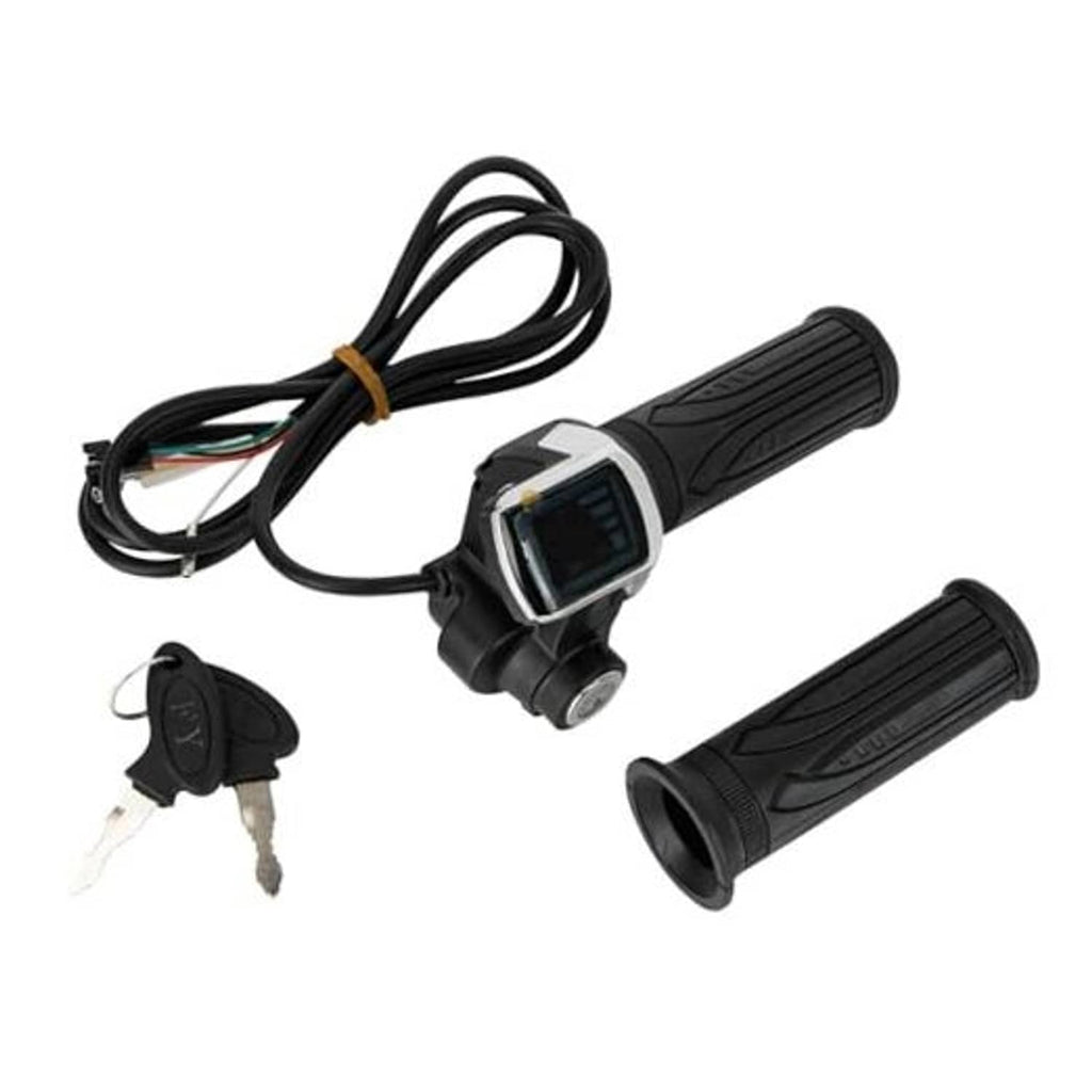48V half-twist throttle with LED display, black dual grips and wiring with key