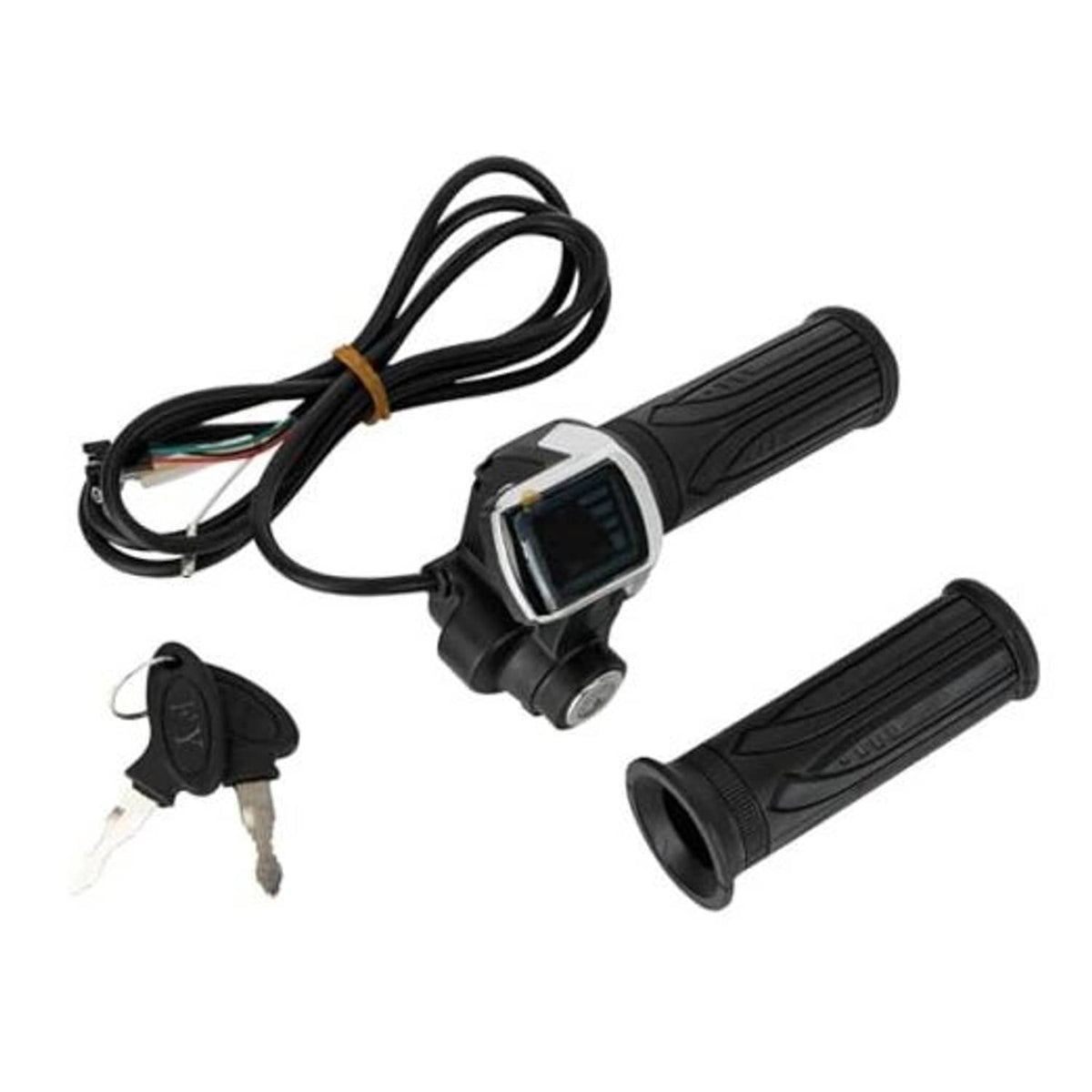 48V half-twist throttle with LED display, black dual grips and wiring with key