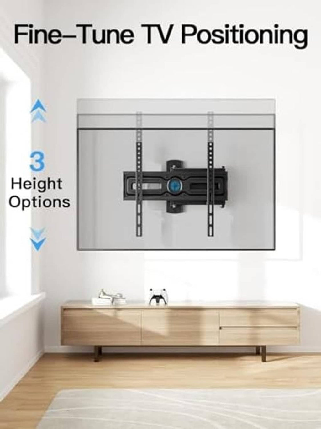 Adjustable-height black TV wall mount with full-motion mounting arms