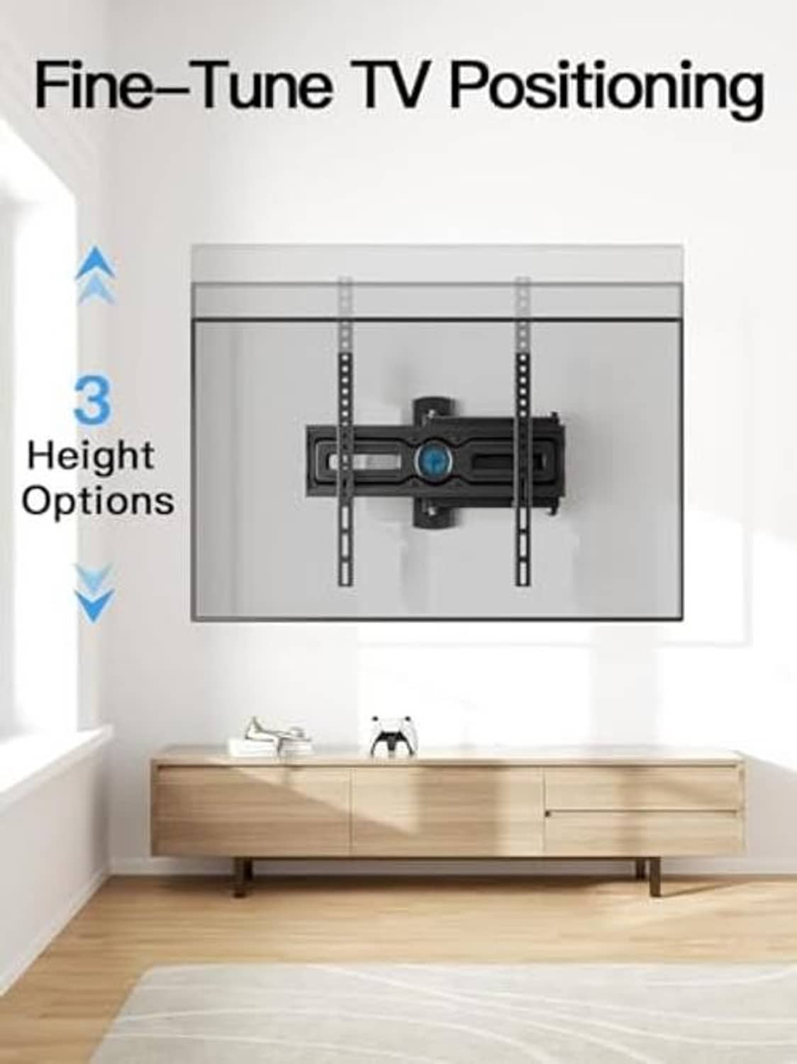 Adjustable-height black TV wall mount with full-motion mounting arms