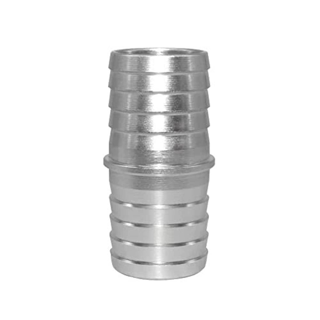 Metal radiator hose coupler adapter with multiple barbed ridges, 1-inch