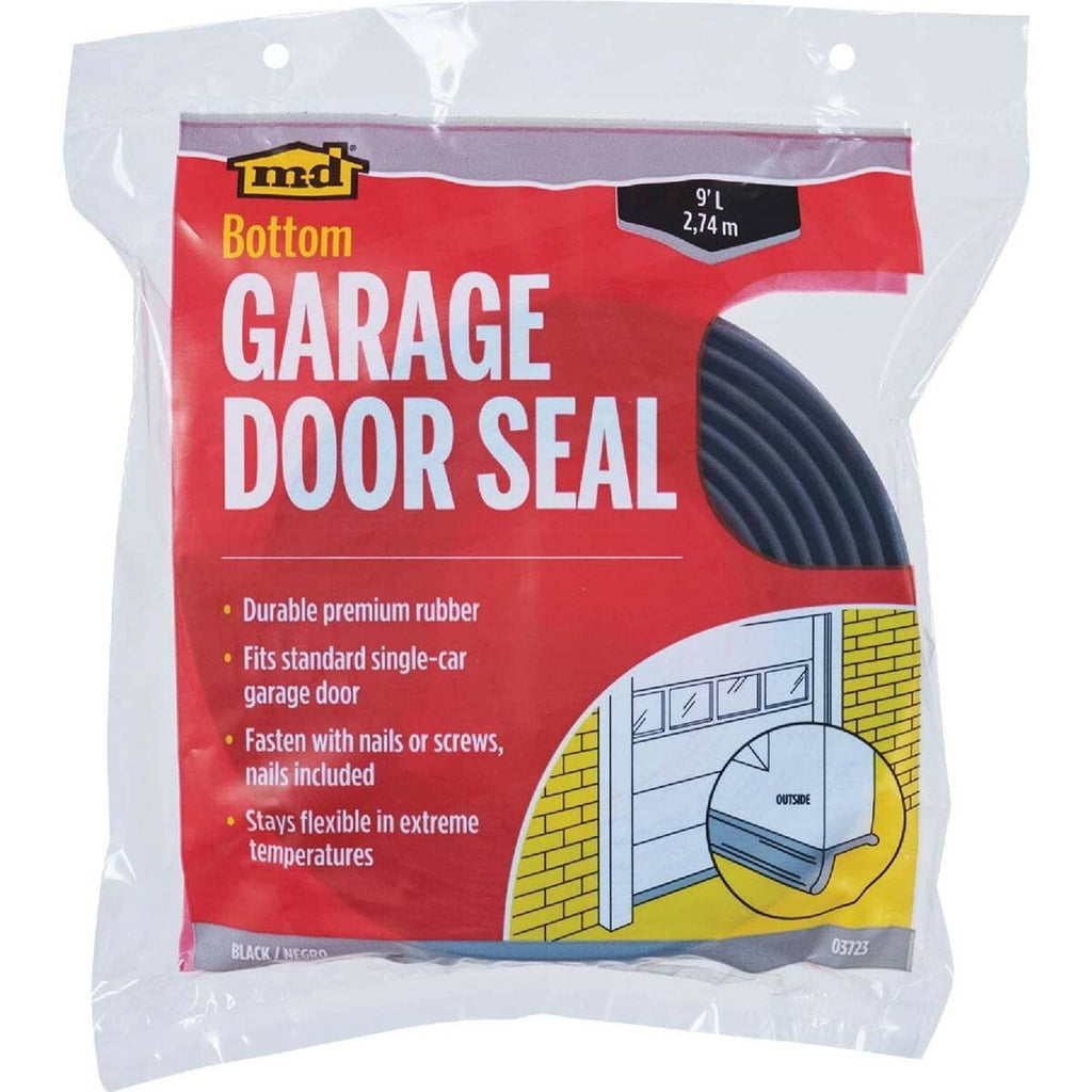 Garage door seal kit in retail package with rolled black rubber seal