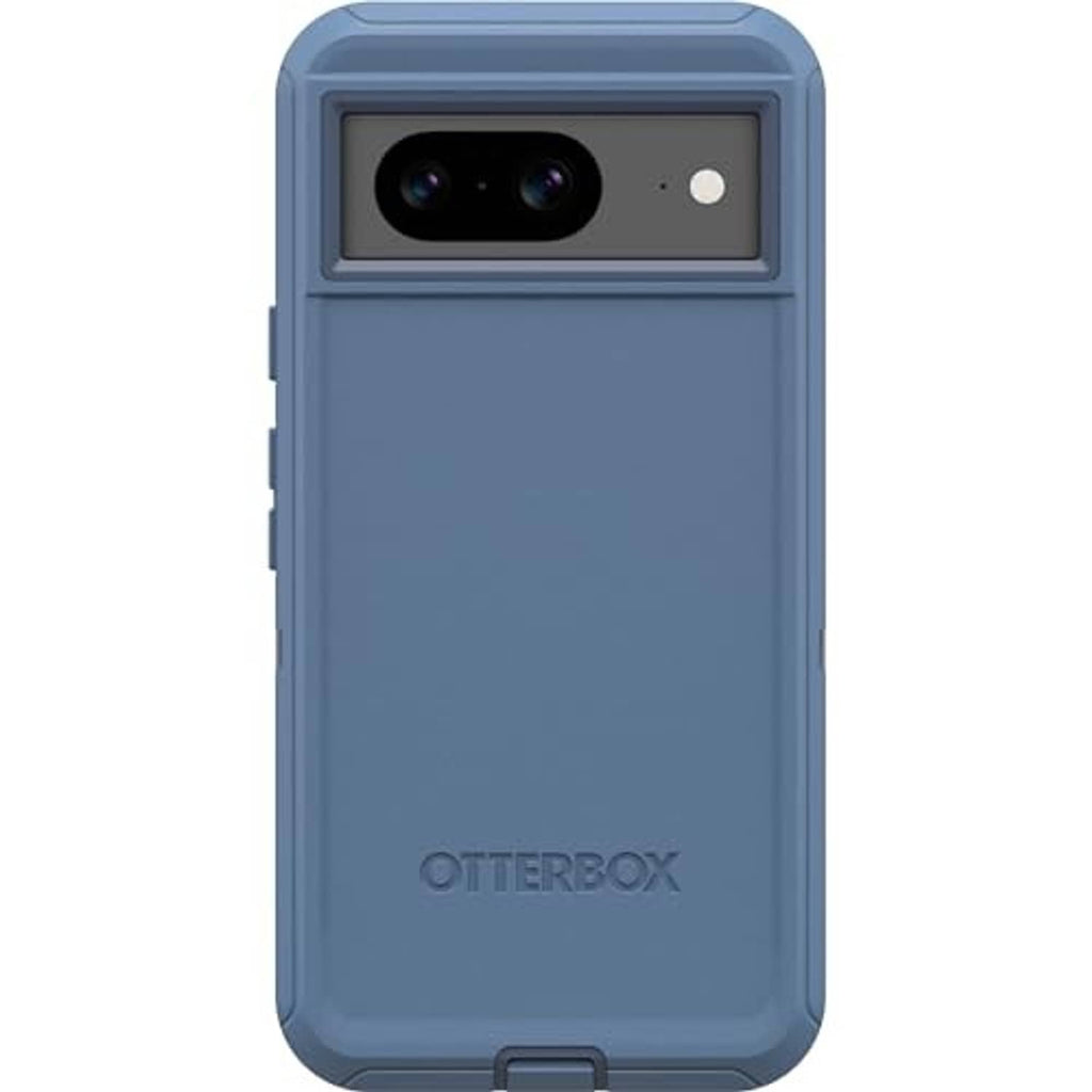 Blue OtterBox Pixel 8 case with dual camera opening and protective lip