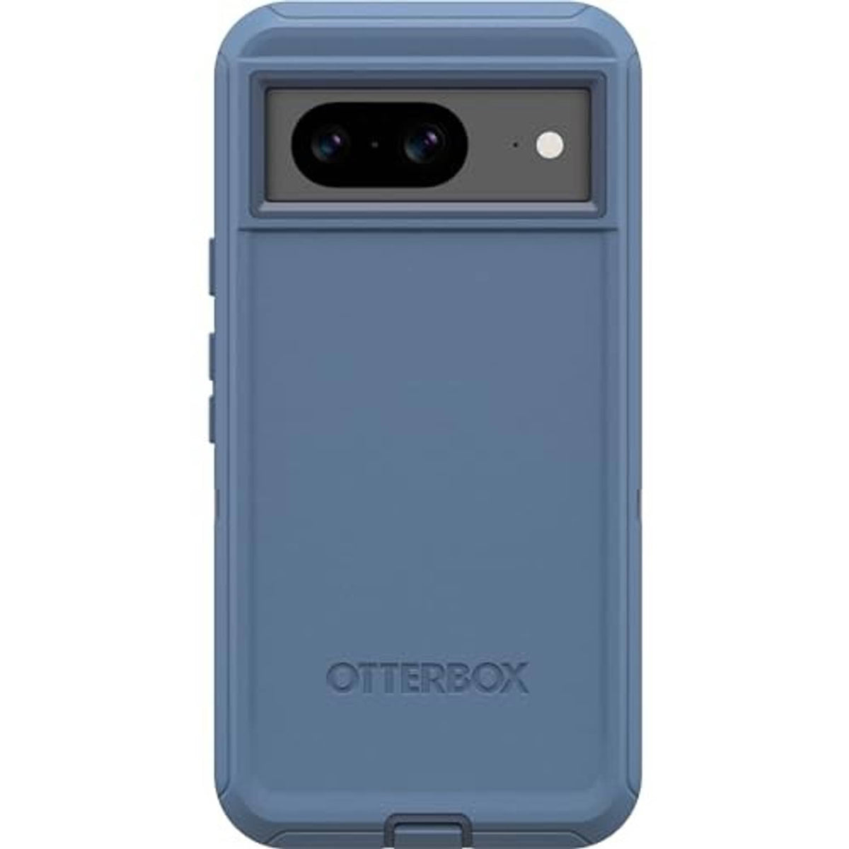Blue OtterBox Pixel 8 case with dual camera opening and protective lip