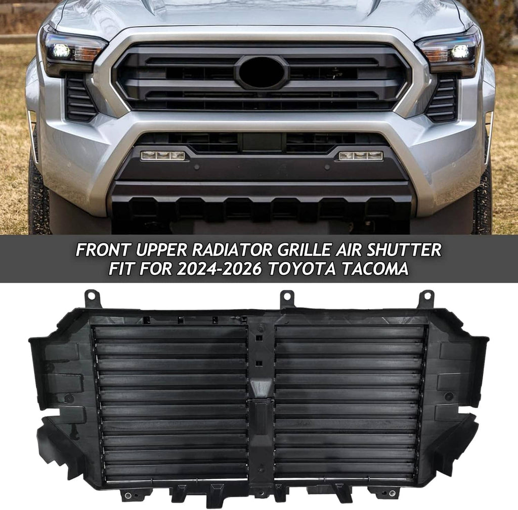 Front upper radiator grille air shutter louver, black with central opening