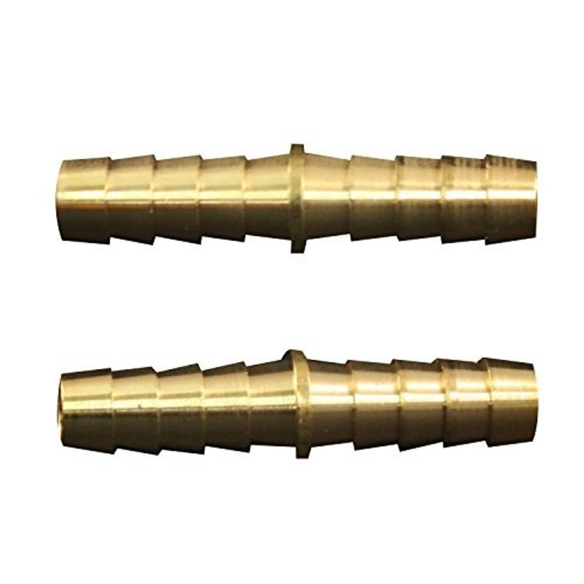 Brass 3/8 in hose mender connectors, pack of 2, straight barbed sleeve fittings
