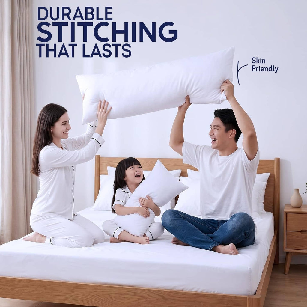White body pillow insert with durable stitching and skin-friendly feel