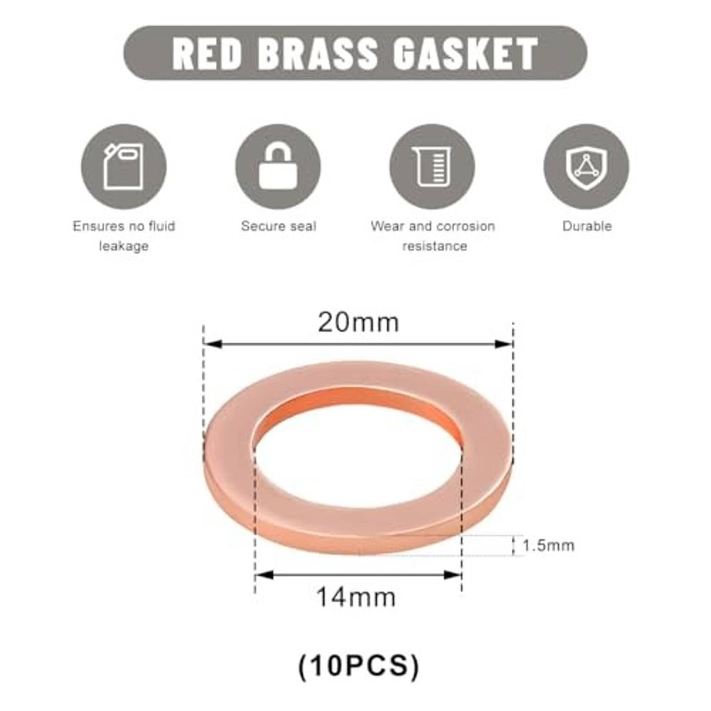14mm copper crush seal ring gaskets, 10 pcs, 1.5mm thickness