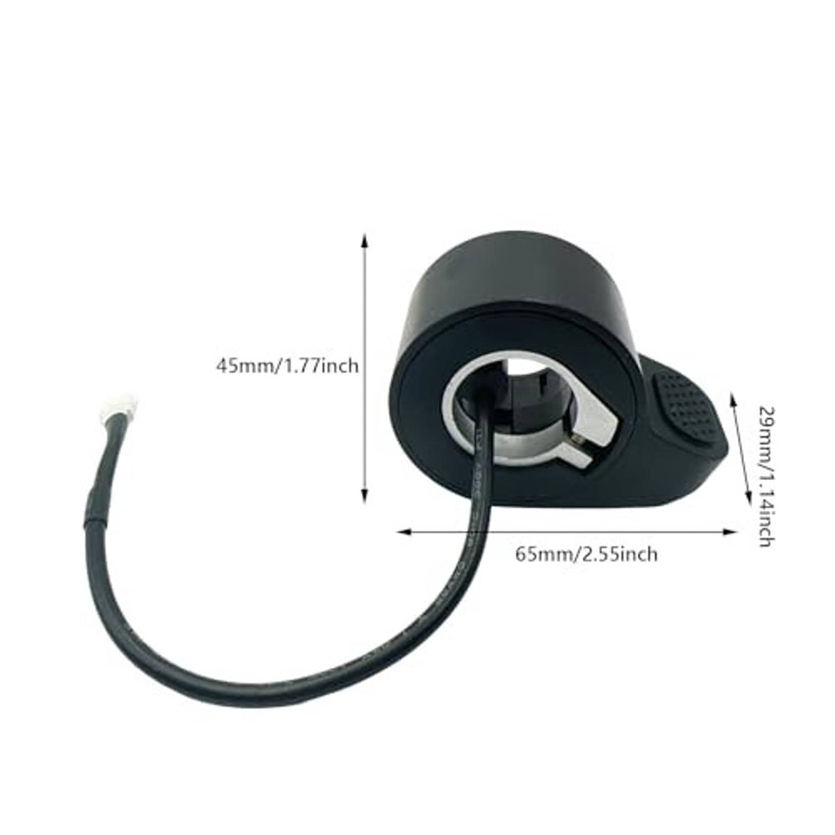 Electric scooter thumb throttle accelerator, black vented housing with mounting insert