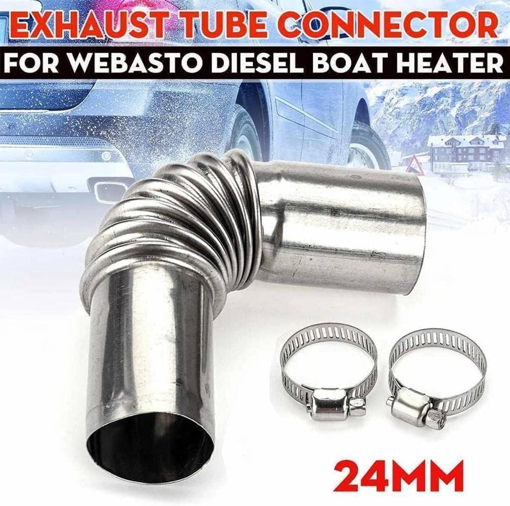 24mm stainless steel exhaust tube elbow with corrugated flex and four clamp rings