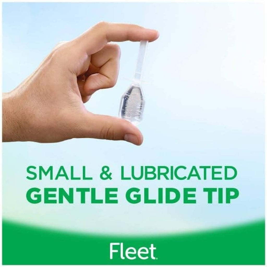 Hand holding suppository applicator, Fleet gentle glide tip label