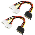 Dual 4-pin Molex to 15-pin SATA power splitter cable with black connectors