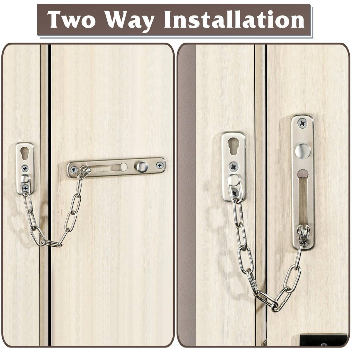 Door chain lock set with slider latch hardware and linked safety chain